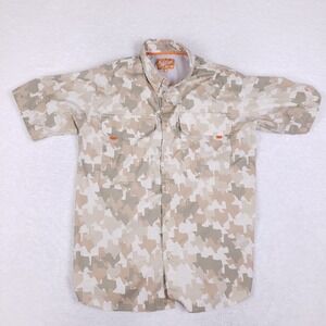 Old Tejas Desert Camo Button Shirt Size M Outdoor Hunting Fishing Mesh Vented